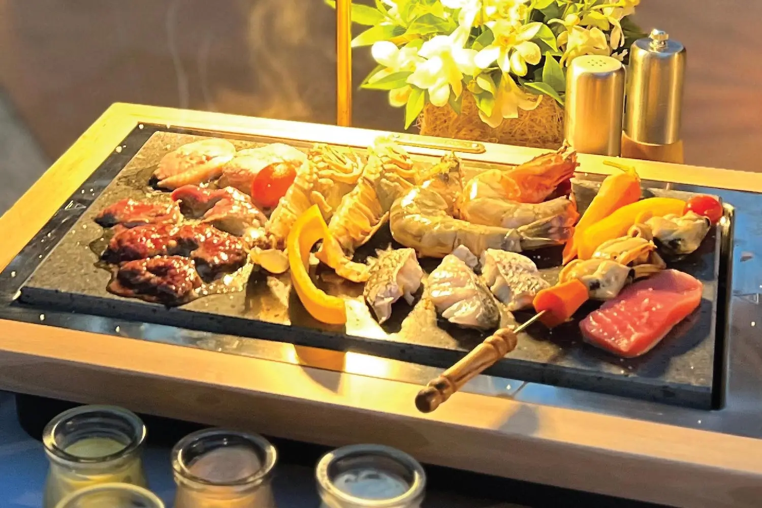 Hot stone in-villa dinner