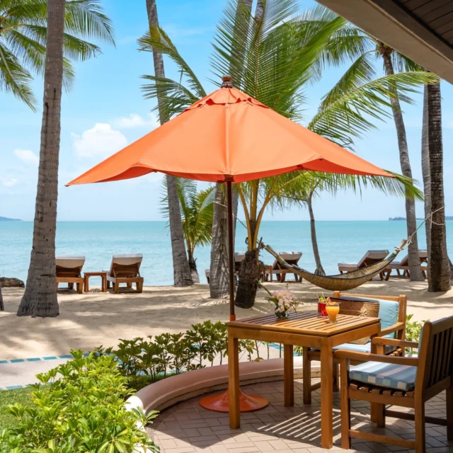 Step out onto your private deck at the Deluxe Beachfront Villa and be greeted by the soothing sight of turquoise waters and swaying palms. ⁠
⁠
In your personal paradise, each morning begins with an unparalleled ocean view. ⁠
⁠
Book your stay today. ⁠
⁠
#SantiburiKohSamui #สันติบุรีเกาะสมุย